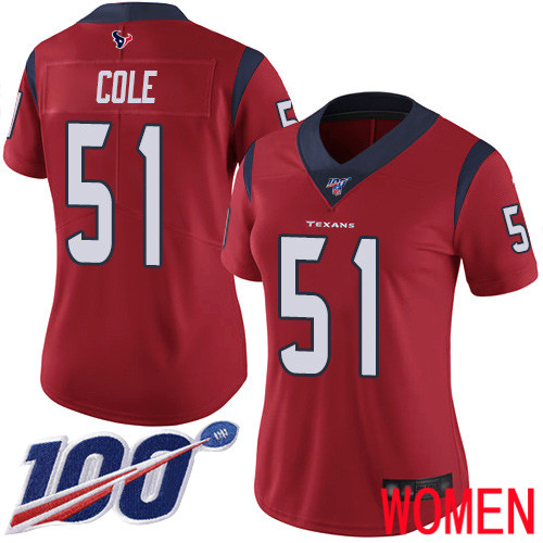 Houston Texans Limited Red Women Dylan Cole Alternate Jersey NFL Football #51 100th Season Vapor Untouchable->houston texans->NFL Jersey